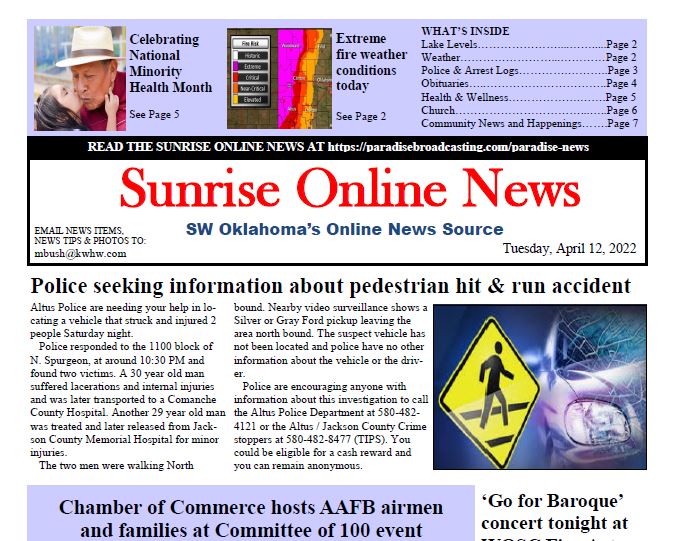 Read more about the article Tuesday, April 12, 2022 SUNRISE ONLINE NEWSPAPER